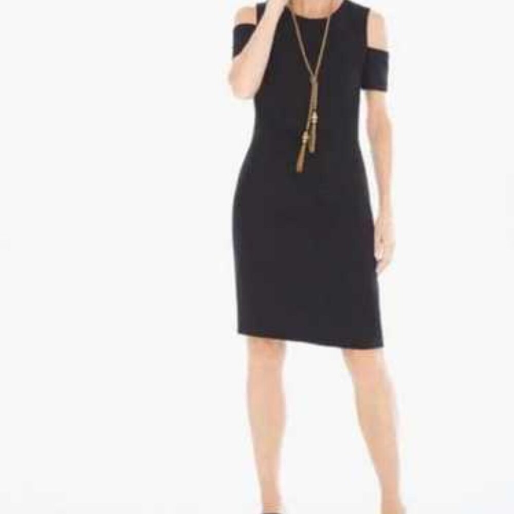 NWTS Chico’s Black Cold-Shoulder Sheath Dress Size 0 or XS